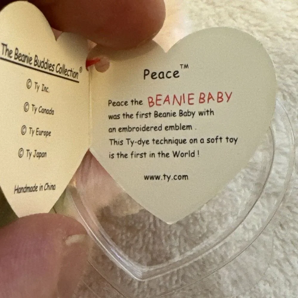 Ty Beanie Babies Buddies Peace Bear Pastel Tie Dye Plush Stuffed Animal Toy 14